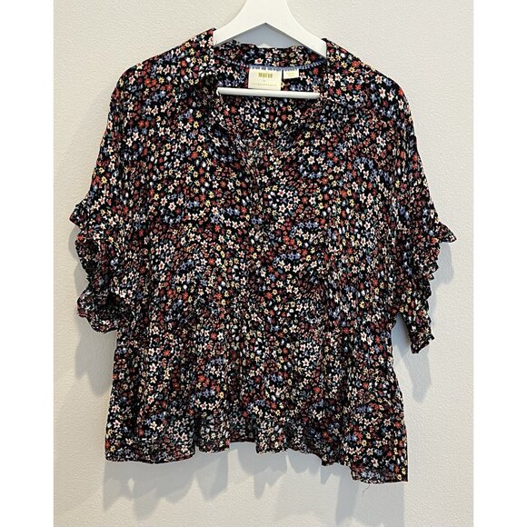 Maeve Anthropologie Mallory Ruffled Blouse Top Small Size Oversized Buttons - Picture 5 of 15